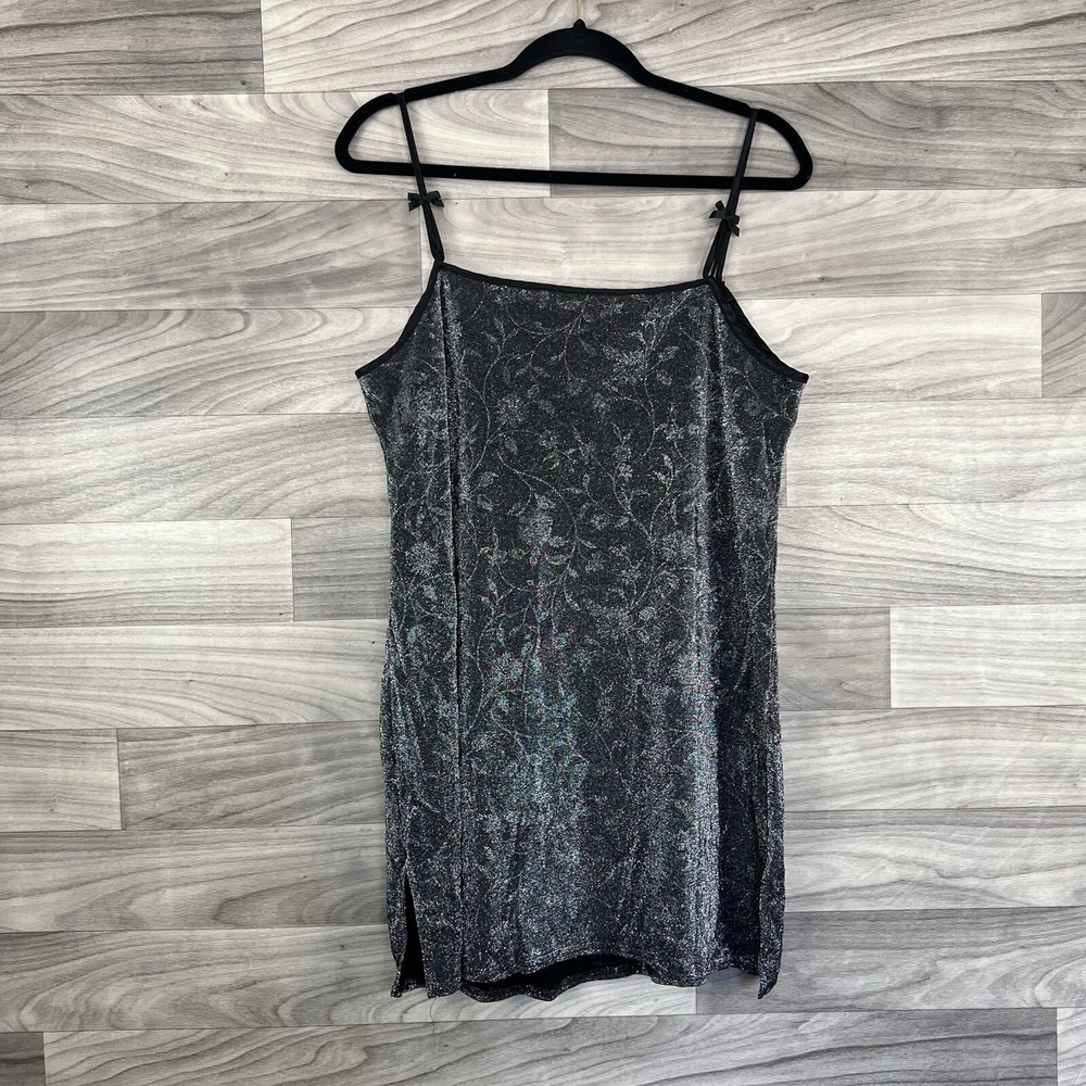 Private Luxuries VTG Nightgown Womens L Black Cami Top Silky Feminine Sheer Sexy - Picture 2 of 13